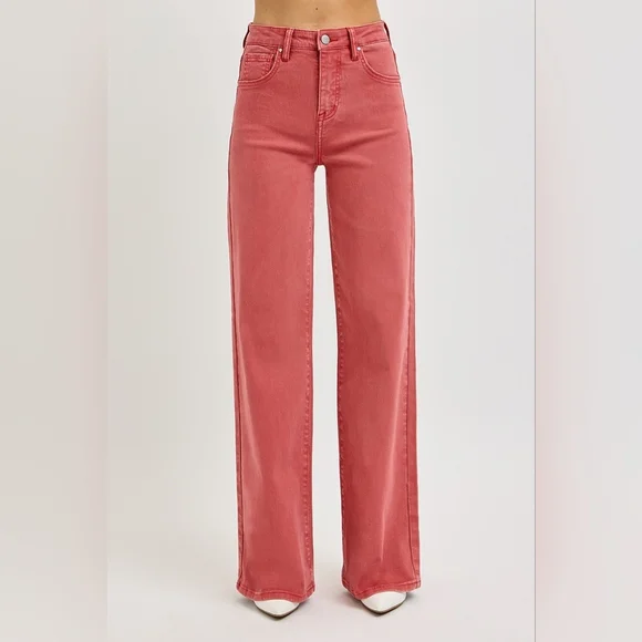 RISEN High Rise Tummy Control Classic Wide Leg Jeans Stretch Brick Various NEW - Picture 7 of 13